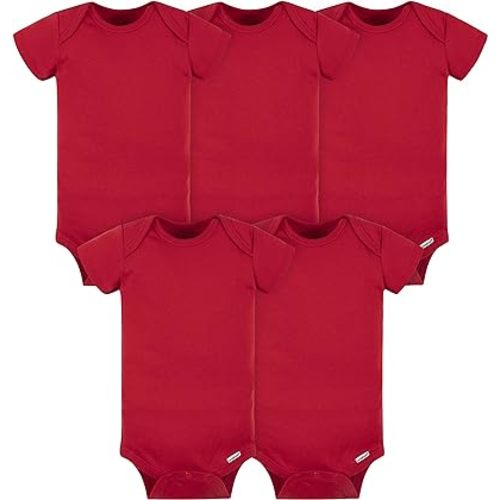 Gerber Baby-Girls 5-Pack Solid Onesies Bodysuits - Red