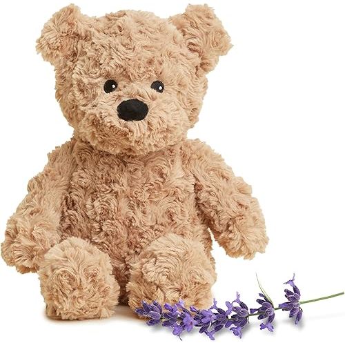 warmies Microwavable & Weighted Stuffed Animals, Brown Curly Bear - Heated Stuffed Animal Plushie for Warmth & Comfort - Cute Soft Plush Toys for Adults & Children (Boys, Girls, Babies & Toddlers)