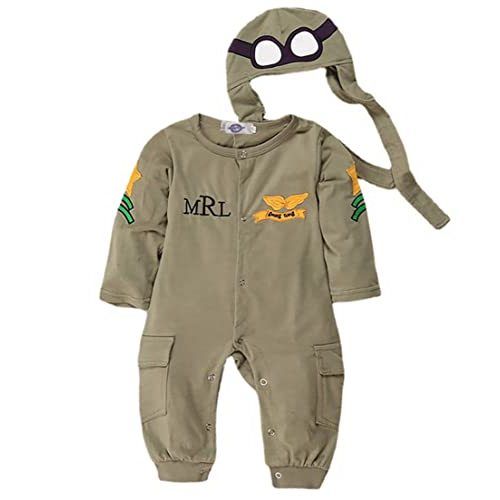LOOLY Baby Boys Pilot Two Piece Layette Set Toddler Outfits with Cap