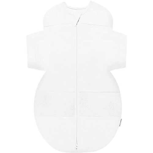 Happiest Baby SNOO Sleep Sack - 100% Organic Cotton Baby Swaddle Blanket - Doctor Designed Promotes Healthy Hip Development (White, Small)