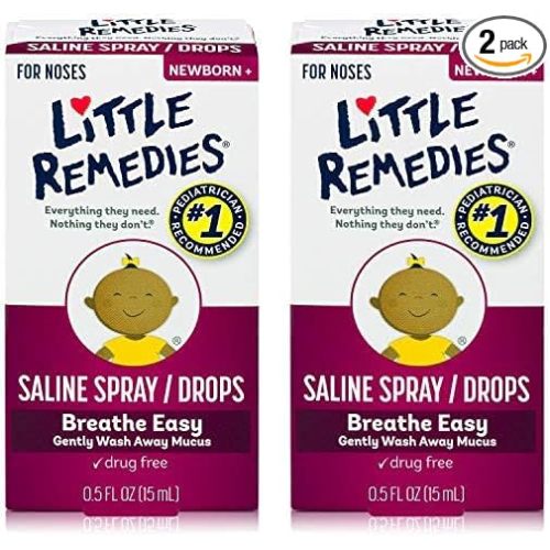 Little Remedies Saline Spray and Drops, Safe for Newborns, 0.5 fl oz (Pack of 2)
