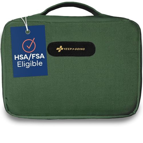 KeepGoing Large Home First Aid Kit for Kids – 270 Pc. for Car, Home, Dorm, & Boat with Latex-Free Bandages – 10 x 7 x 3.5 in. Travel First Aid Kit (Hunter Green)