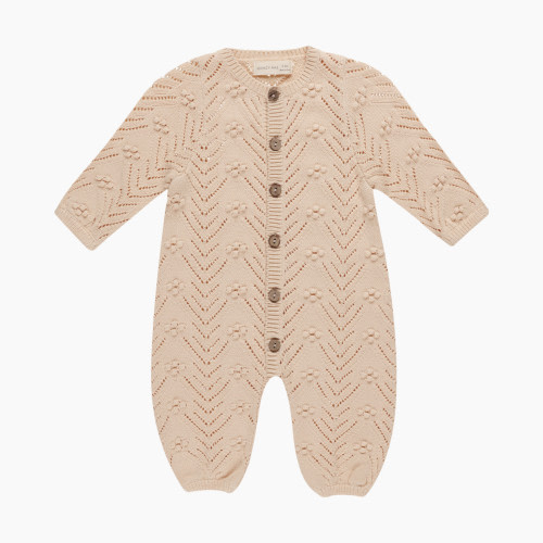 Quincy Mae Long Sleeve Bobble Romper - Shell, 6-12 M