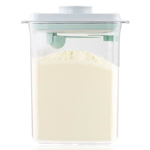 Baby Milk Powder Container - Air Tight Formula Dispenser with Spoon and Scraper, Clear, 28OZ,