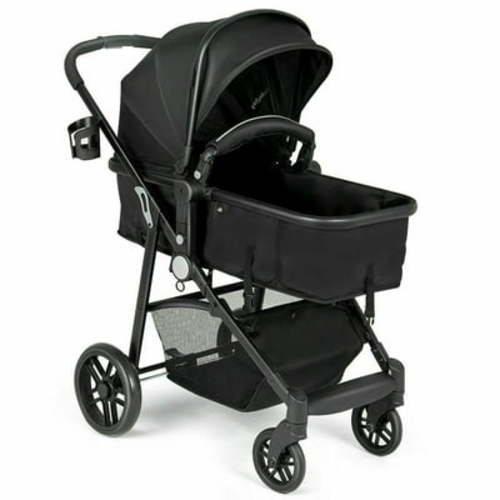 Costway Foldable Baby Stroller 2 in 1 Newborn Infant Travel Buggy Pushchair 22 lbs Black