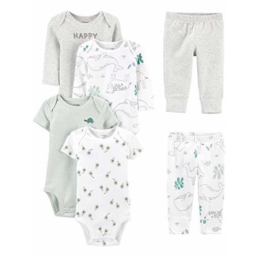 Simple Joys by Carter's Unisex Babies' 6-Piece Bodysuits (Short and Long Sleeve) and Pants Set