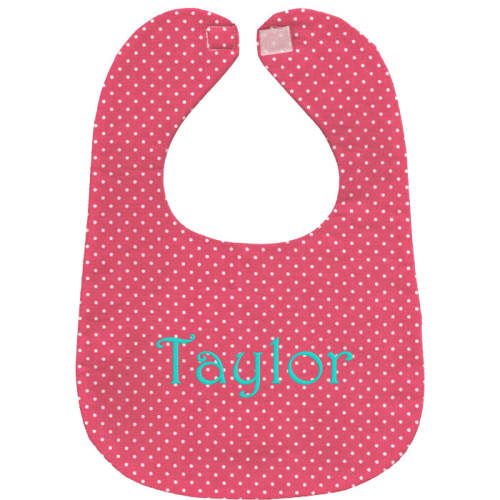 Personalized Bib Hot Pink Swiss Dots