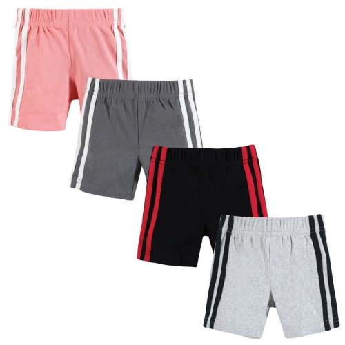 Hudson Baby Boy Shorts Bottoms 4-Pack, Red Black, 6-9 Months