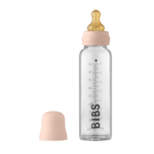 BIBS Baby Glass Bottle with Latex Nipple, Blush, 8 oz, 1 Count Each