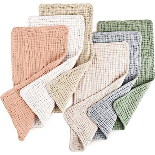 Konssy Muslin Baby Burp Cloths Sets for Unisex- 6 Pack Large 100% Cotton Burping Clothes for Newborn,Baby Girls and Boys