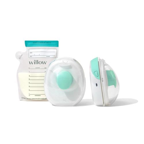 Willow - Go Double Hands Free Breast Pump w/Milk Storage Bags for Freezer and Fridge