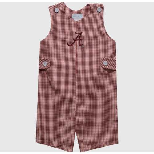 Alabama Crimson Tide Red Gingham Embroidered Romper JonJon