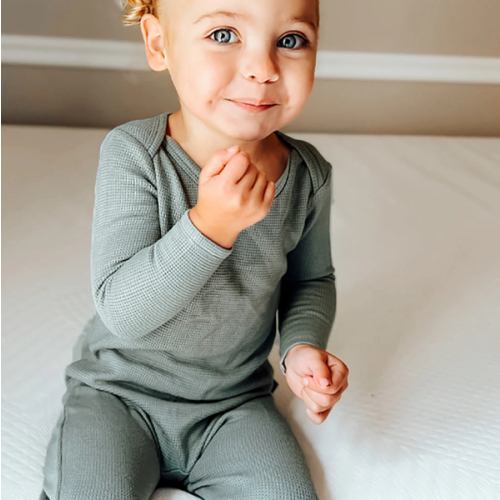 Waffle Convertible Pajamas - Sage