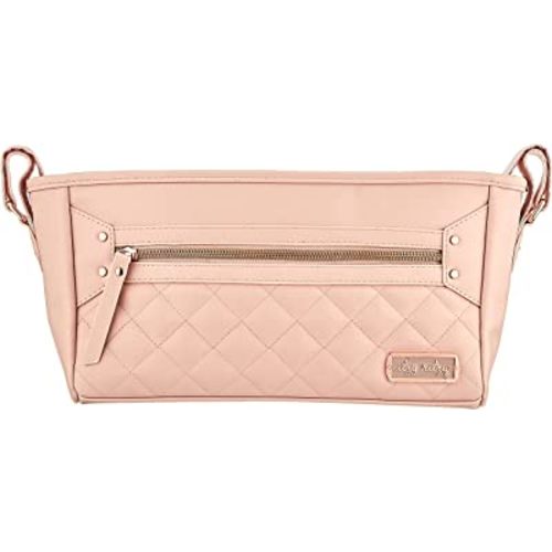 Itzy Ritzy Adjustable Stroller Caddy/Organizer - Stroller Organizer Bag Featuring Front Zippered Pocket, 2 Built-in Interior Pockets & Adjustable Straps to Fit Nearly Any Stroller (Blush)