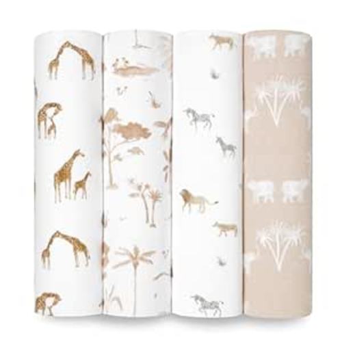 Amazon.com: aden + anais Swaddle Blanket, 100% Organic Cotton Blankets for Girls & Boys, Baby Receiving Swaddles, Ideal Newborn & Infant Swaddling Set, 4 Pack, Safari Dreams : Baby