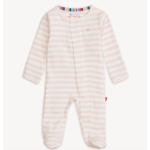 0-3M Magnetic Footie – Pink Stripe