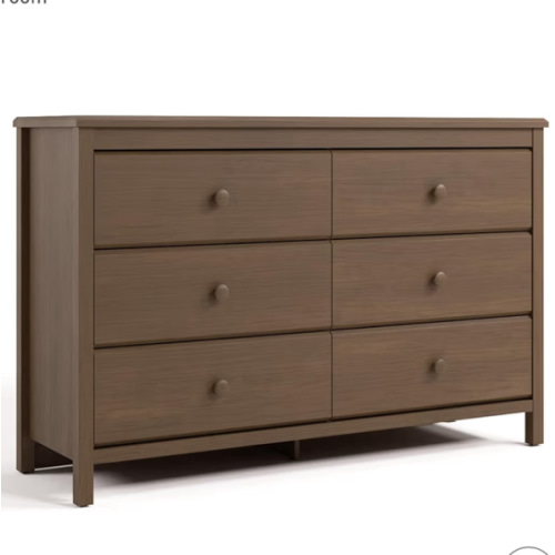 Storkcraft Alpine 6-Drawer Dresser (Hazelnut) – GREENGUARD Gold Certified, Brown Dresser for Bedroom, Kids & Nursery Storage Drawers, Safety Interlocking Drawers, Pre-Installed Tracks, Kids Bedroom