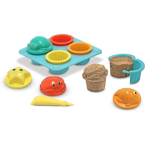 Melissa & Doug Sunny Patch Seaside Sidekicks Sand Cupcake Play Set - Toddler Beach Toys, Outdoor Toys For Sandbox, Sand Toys For Toddlers And Kids Ages 3+