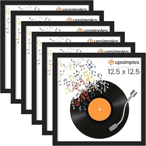 upsimples 12.5x12.5 Record Frame, Vinyl Frames for 12inch Album Cover, Wall Display for Home Decor, Black, 6 Pack