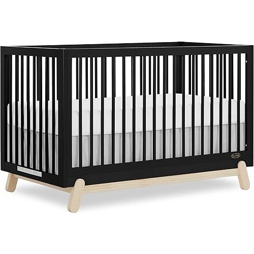 Dream On Me Hygge 5-in-1 Convertible Full-Size Baby Crib in Matte Black Vintage, GreenGuard Gold & JPMA, Converts to Toddler, Day & Full-Size Bed, Adjustable Mattress Heights, Modern Nursery