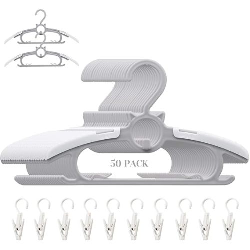Baby Nursery Closet Hangers, Non-Slip and Extendable Laundry Infant Pant Hanger for Newborn Clothes 50pcs Grey Hangers11-14'' Adjustable Children Coat Hanger for Girl Boy Toddler Kids Child