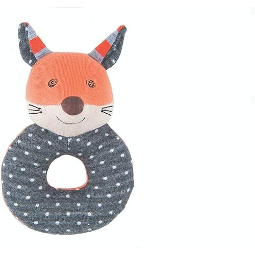 Apple Park Organic Farm Buddies - Frenchy Fox Teething Rattle, Baby Toy for Infants - Hypoallergenic, 100% Organic Cotton