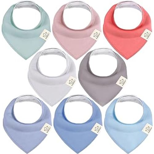 8-Pack Organic Baby Bandana Drool Bibs for Girls - Super Absorbent Baby Bibs for Baby Girls, Baby Boys, Soft Cotton Bandana Bibs, Baby Drool Bib, Teething Bibs for Infant, Toddler, Bib Girl (Spring)