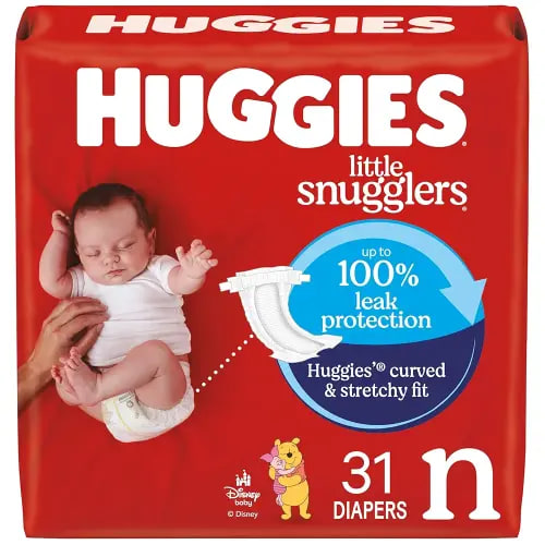 Huggies Size Newborn Diapers, Little Snugglers Baby Diapers, Size Newborn (up to 10 lbs), 31 Count, Packaging May Vary