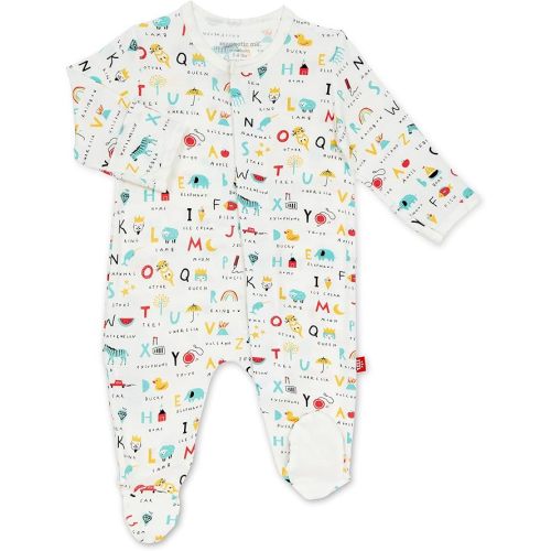 Magnetic Me Footie Pajamas Soft Modal Baby Sleepwear with Quick Magnetic Fastener | Boys and Girls Sleeper Preemie-24 Months - 6-9 Months - Abc Love