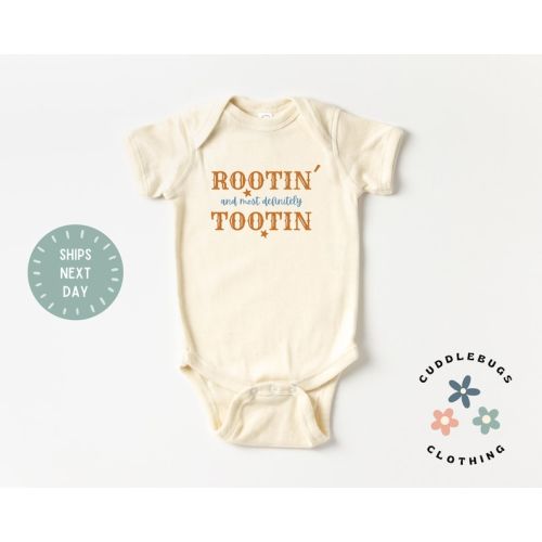 Rootin and Most Definitely Tootin Baby ONSIES® Bodysuit Cowboy Western Rodeo Country Farm Baby Shower Gift Natural Bodysuit - Etsy
