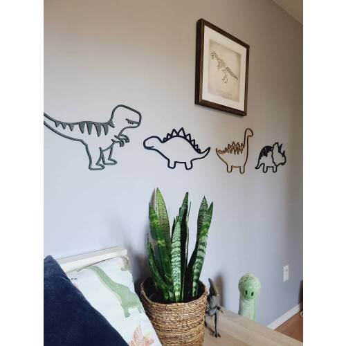 Wood Dinosaur Outlines Wall Silhouette Nursery Bedroom Jurassic Park Decor Design Jungle Boys Room Idea