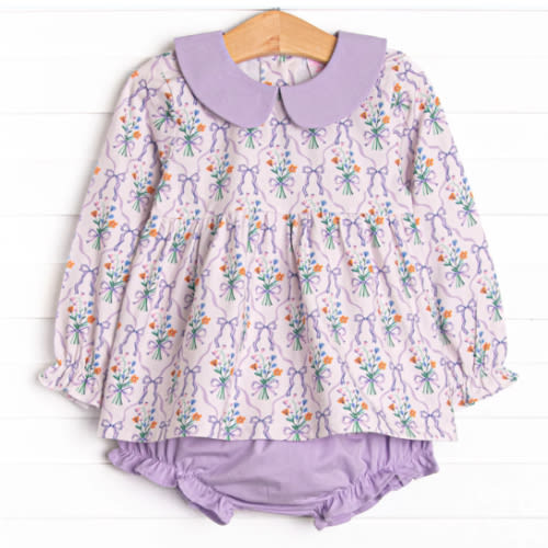 (6 mo) Patches of Petals Diaper Set, Purple – Stitchy Fish