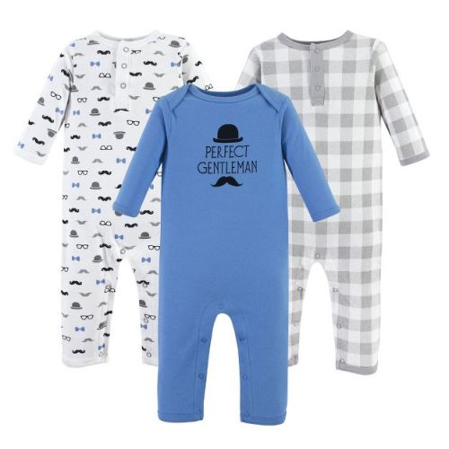 Hudson Baby Infant Boy Cotton Coveralls 3pk, Perfect Gentleman, 6-9 Months