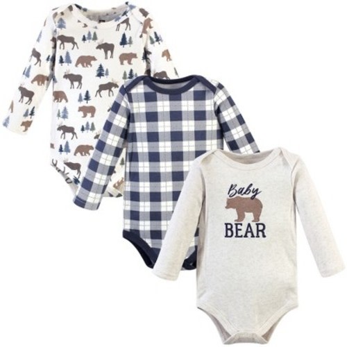 Hudson Baby Infant Boy Cotton Long-Sleeve Bodysuits 3pk, Moose Bear, 6-9 Months