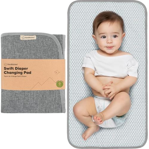 KeaBabies Portable Diaper Changing Pad, Easy Wipe Clean - Foldable Waterproof Baby Changing Mat for Diaper Bag, Compact, Lightweight, Baby Changer Travel Essential, Machine Washable (Classic Gray)