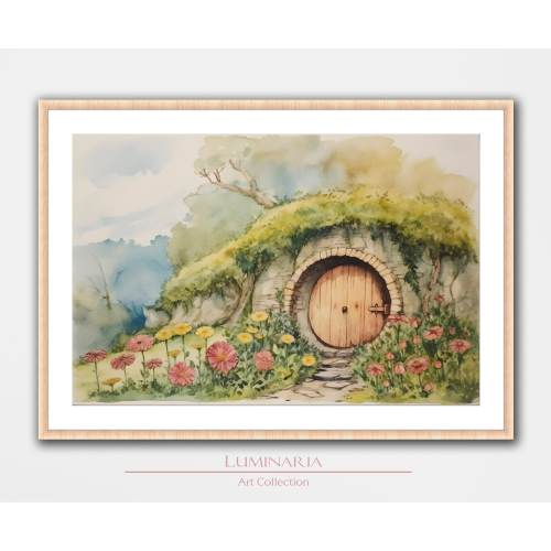 Hobbiton The Shire Fan Art Print, Size 8.5 X11