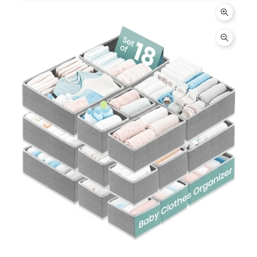 RFAQK Paquete de 18 Organizadores de Cajones para Ropa - 3 Tamaños (L, M, S) Organizador de Cajones de Tocador - Organizador de Cajones para Bebé para la Guardería - Divisores de Cajones de Tela Plegables para Ropa Interior, Dormitorio, Lencería, Calzonci