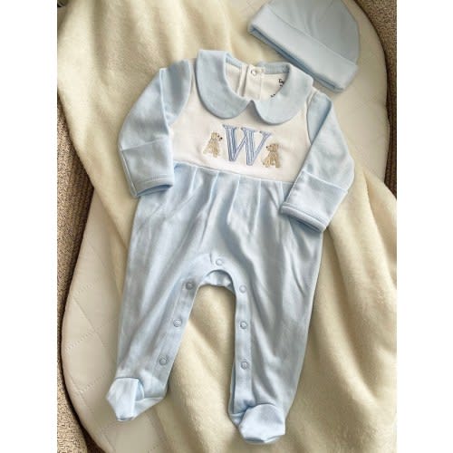Baby Boy Coming Home Outfit, Embroidered Footie with Hat, Personalized Monogram, Monogrammed Footie, Cute Baby Shower Gift for Newborn Boy
