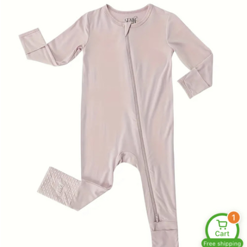 bamboo fiber comfy cute footed non slip zip outdoor jumpsuit