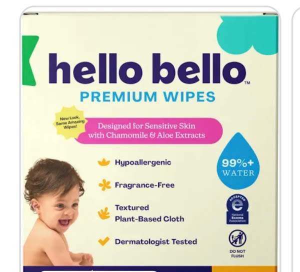Hello Bello Premium Fragrance-Free Baby Wipes, 10 Flip-Top Pouches (600 Total Wipes)