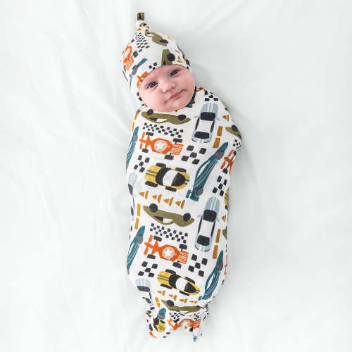 Fast Lane Swaddle & Hat Set – Little Sleepies