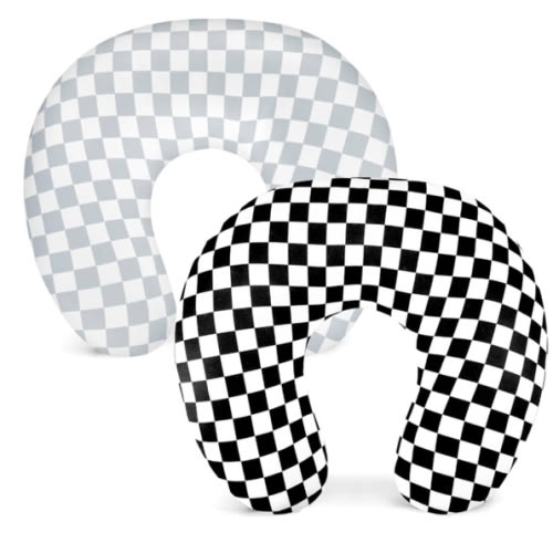 DILIMI 2 Pack Nursing Pillow Cover, Stretchy Removable Case for Breastfeeding Pillows, Ultra Soft Comfortable Slipcover for Baby Girl and Boy, Grey and Black Checkered