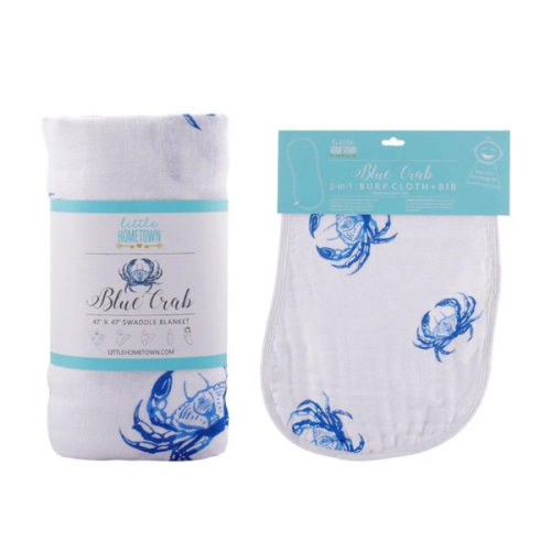 Blue Crab Baby Muslin Swaddle Blanket & Burp Cloth – Little Hometown