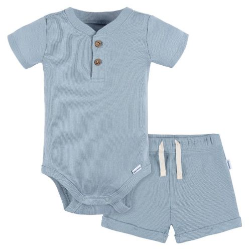 Gerber Baby Boys' 2-Pack Bodysuit and Shorts Set, Blue,