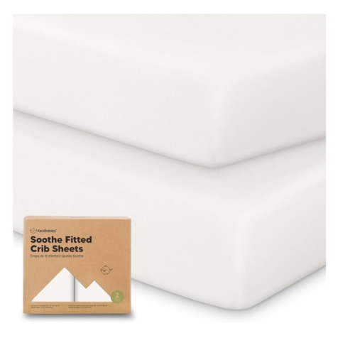 KeaBabies 2-Pack Organic Crib Sheets for Boys, Girls - 52x28 Fitted Crib Mattress Sheet Neutral, Breathable Jersey Cotton Cover for Baby Bed, Toddler Mattress, Soft & Cute Prints (Soft White)