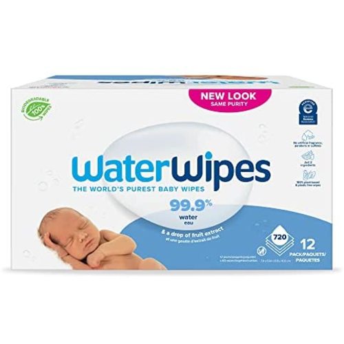 Amazon.com: WaterWipes Biodegradable Original Baby Wipes, 99.9% Water Based Wipes, Unscented & Hypoallergenic for Sensitive Skin, 60 Count (Pack of 12) - Packaging May Vary