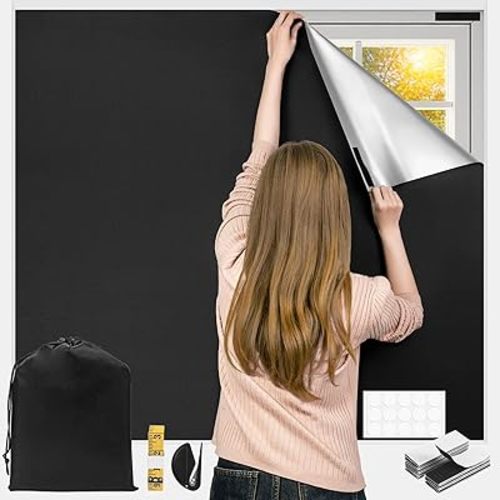 Lzerking Blackout Curtains 100% Blackout Window Cover 157" x 57" Portable Black Curtains Blackout Blinds for Bedroom,Baby Nursery,Camp