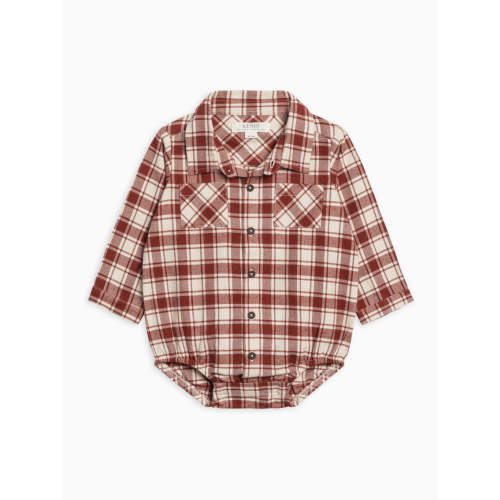 Carson Flannel Long Sleeve Collared Button Down Bodysuit