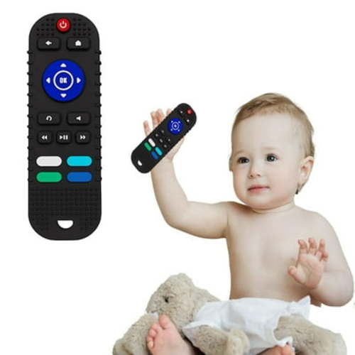 Pidgey Baby Silicone Teething Toys, Toy Remote for Toddlers 6-18 Months, Kids Remote Teething Toy, TV Remote Teether Toys, Baby Toys - BPA Free & Refrigerator Safe - Black