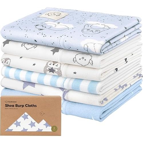 Organic Burp Cloths Baby Boy, Girl - 6-Pack Large Cotton Burping Cloths for Babies, Spit Up Rags, Super Absorbent, Ultra Soft Newborn Cloth Rag, Gender Neutral,Machine Washable,Durable(Constellation)